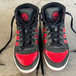 Adidas Basketball Shoes Black Red Sneakers High Tops